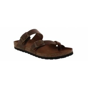 White Mountain Gracie toe loop brown distressed leather sandal. Size 8